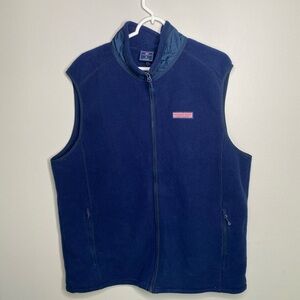 Vineyard vines men’s size XL navy blue harbor full zip fleece vest whale logo